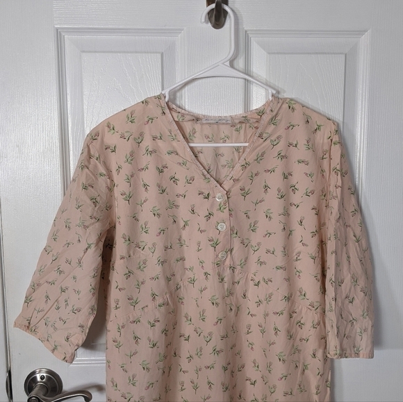 Vintage Rachel Riley Ditsy Floral Peach Cotton Maxi Dress Made in‎ France *Flaw* - Picture 4 of 8